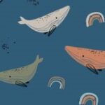 Whales in ocean blauw
